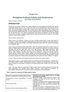 Chapter One:  Philippine Political Culture and Governance by Cristina Jayme Montiel Back to Chapter 1 Contents