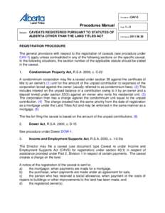 Procedure #  Land Titles Subject: