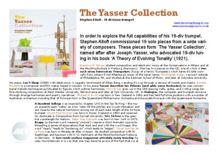 The Yasser Collection Stephen Altoft - 19-division trumpet www.microtonaltrumpet.com www.microtonalprojects.co.uk