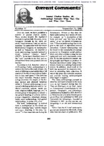 Essays of an Information Scientist, Vol:6, p[removed], 1983  I Number  Current Contents, #37, p.5-12, September 12, 1983