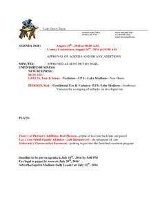 Lake County Zoning 200 East Center Street Madison, SD 5704 AGENDA FOR: