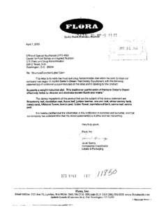 April 1,2003  Office of Special Nutritionals (HFS-450) Center for Food Safety and Applied Nutrition U.S. Food and Drug Administration