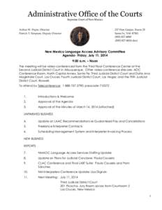 Administrative Office of the Courts Supreme Court of New Mexico Arthur W. Pepin, Director Patrick T. Simpson, Deputy Director