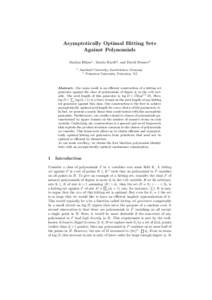 Asymptotically Optimal Hitting Sets Against Polynomials Markus Bl¨ aser1 , Moritz Hardt2 , and David Steurer2 1