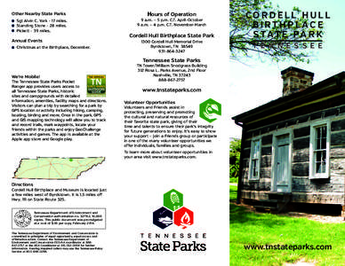 Byrdstown /  Tennessee / Cordell / Olympus /  Tennessee / Hull / Tennessee / Cordell Hull Birthplace State Park / Cordell Hull