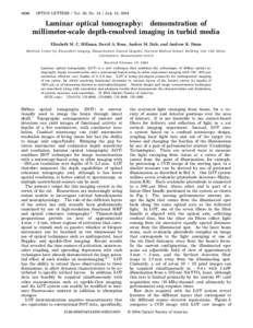 Laminar optical tomography: demonstration of
millimeter-scale depth-resolved imaging in turbid media