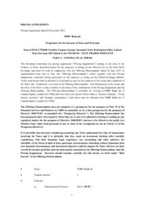 Issue of EUR 3,750,000 Variable Coupon Amount Automatic Early Redemption Index-Linked Notes due June 2015 linked to the CECEEUR - CECE TRADED INDEX EUR