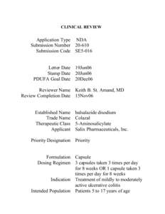 N20-610S016 Balsalazide Clinical BPCA