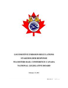         LOCOMOTIVE EMISSION REGULATIONS STAKEHOLDER RESPONSE