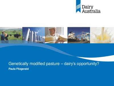 Genetically modified pasture – dairy’s opportunity? Paula Fitzgerald Global GM statistics – 2013 cultivation • 18 years old