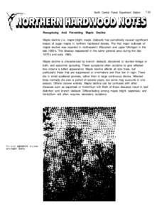 North Central Forest Experiment Station[removed]Recognizing And Preventing Maple Decline Maple decline (i.e. maple blight, maple dieback) has periodically caused significant