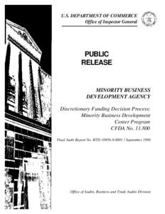 U.S. DEPARTMENT OF COMMERCE Office of Inspector General PUBLIC RELEASE