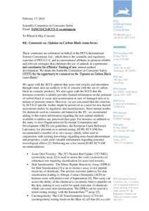 February 17, 2014 Scientific Committee on Consumer Safety Email: SANCO-C2-SCCS @ ec.europa.eu To Whom It May Concern: RE: Comments on: Opinion on Carbon Black (nano-form)