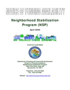 Neighborhood Stabilization Program (NSP) April 2009 STATE OF CALIFORNIA