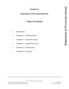 Statements of Provincial Interest  Section 5.1 Statements of Provincial Interests  - Table of Contents -