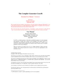 1  The Compiler Generator Coco/R Extended User Manual – Version 2 Pat Terry Rhodes University