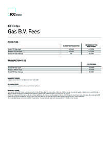 ICE Endex  Gas B.V. Fees FIXED FEES Dutch TTF Gas Spot Belgian ZTP Gas Spot