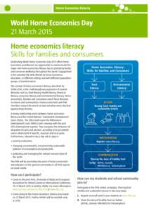Home Economics Victoria  World Home Economics Day 21 March 2015 Home economics literacyWORLD HOME ECONOMICS DAY 21 MARCH 2015