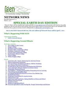 NETWORK NEWS Biweekly Edition No. 13 March 1, 2011 SPECIAL EARTH DAY EDITION