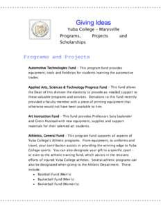 Giving Ideas Yuba College – Marysville Programs, Scholarships