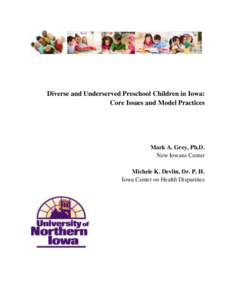 Diverse and Underserved Preschool Children in Iowa: Core Issues and Model Practices Mark A. Grey, Ph.D. New Iowans Center Michele K. Devlin, Dr. P. H.