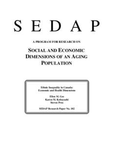 S E D A P A PROGRAM FOR RESEARCH ON SOCIAL AND ECONOMIC DIMENSIONS OF AN AGING POPULATION