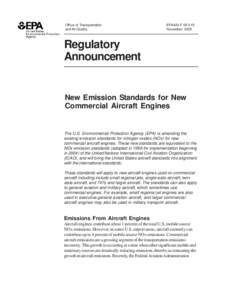 Regulatory Announcement: New Emission Standards for New Commercial Aircraft Engines (EPA420-F[removed])