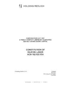 I;OLDING REDLICI;  CORPORATIONS ACT 2001 A PUBLIC COMPANY LIMITED BY GUARANTEE AND NOT HAVING SHARE CAPITAL