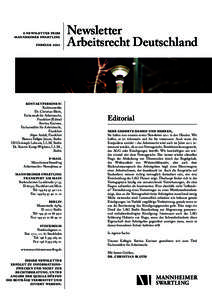 a newsletter from mannheimer swartling februar 2011 Newsletter Arbeitsrecht Deutschland