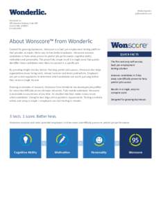 Media Inquiries:  Wonderlic Inc. 400 Lakeview Parkway, Suite 200 Vernon Hills, IL9496