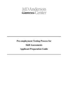 Pre-employment Testing Process for Skill Assessments Applicant Preparation Guide TABLE OF CONTENTS INTRODUCTION ...........................................................................................................