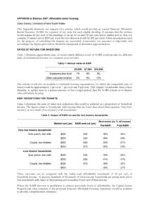 APPENDIX to Election 2007: Affordable rental housing Julian Disney, University of New South Wales This Appendix illustrates key impacts of a scheme which would provide an annual National Affordable Rental Incentive (NARI