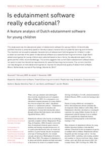 Netherlands Journal of Psychology | Is edutainment software really educational?	  50 Is edutainment software really educational?