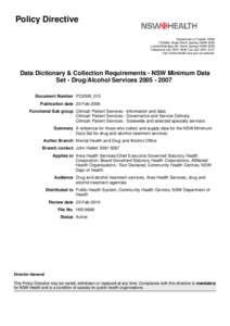 Data Dictionary & Collection Requirements - NSW Minimum Data Set - Drug/Alcohol Services[removed]