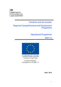 Structural Funds and Cohesion Fund / European Social Fund / Innovation / European Regional Development Fund / Social enterprise / Lisbon Strategy / Yorkshire Forward / Leeds City Region / Economy of the European Union / European Union / Europe