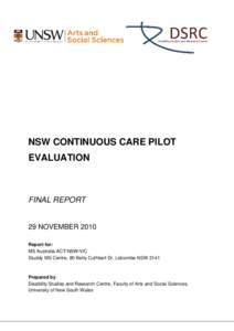 NSW CONTINUOUS CARE PILOT EVALUATION FINAL REPORT 29 NOVEMBER 2010 Report for: