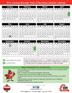 antan[removed]Lemoyne Borough Trash & Recycling Collection Calendar February  January