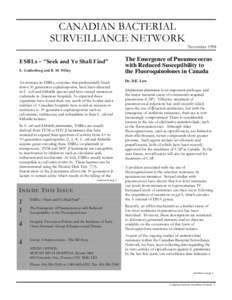 CANADIAN BACTERIAL SURVEILLANCE NETWORK November 1998 ESBLs – “Seek and Ye Shall Find” E. Goldenberg and B. M. Willey