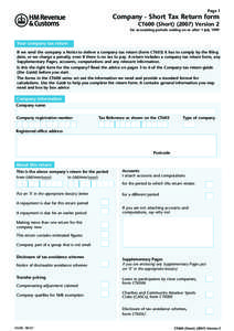 Company - Short Tax Return form CT600 (Short[removed]Version 2