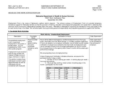 Federal assistance in the United States / Alternative education / Employment / Temporary Assistance for Needy Families / Fair Labor Standards Act / Internship / Supplemental Nutrition Assistance Program / Apprenticeship / The Work Number / Education / Working time / Learning