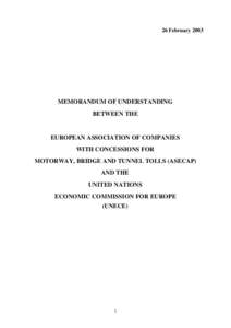 26 February[removed]MEMORANDUM OF UNDERSTANDING BETWEEN THE  EUROPEAN ASSOCIATION OF COMPANIES