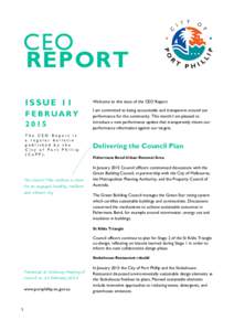 CEO REPORT ISSUE 11 Welcome to this issue of the CEO Report.