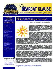 School news from the North Butler Community School District JUNE 2014 Vol. 3 No. 8  VISIT OUR