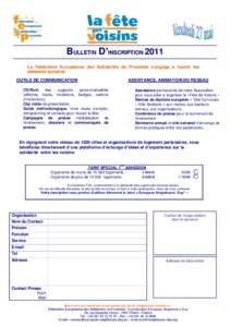 BULLETIN D’INSCRIPTION[removed]0B La Fédération Européenne des Solidarités de Proximité s’engage à fournir les éléments suivants: