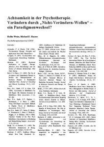 Achtsamkeit in der Psychotherapie. Verändern durch „Nicht-Verändern-Wollen“ – ein Paradigmenwechsel?