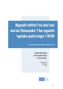 Ngaahi tefito’i tu’utu’uni ma’ae fānauako ‘i he ngaahi ‘apiako pule’anga ‘i NSW Core rules for students in NSW government schools  Ngaahi fakamatala