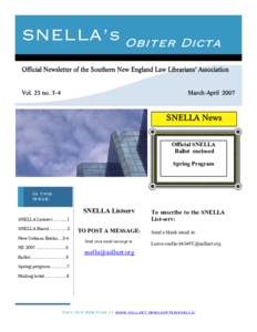 SNELLA’s  Official SNELLA Ballot enclosed Spring Program