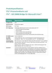 Produktspezifikation: ITIL®-Prozesslandkarte und ITIL® - ISO[removed]Bridge für Microsoft Visio™ Kategorie  Eigenschaften