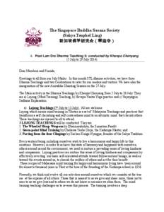 The Singapore Buddha Sasana Society (Sakya Tenphel Ling) 新加坡佛学研究会（释迦寺） A. Post Lam Dre Dharma Teaching 3: conducted by Khenpo Chenyang