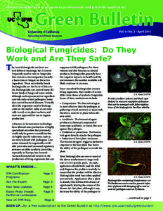 Information for pest management professionals and pesticide applicators  Green Bulletin Vol. 4 No. 2 April 2014 l